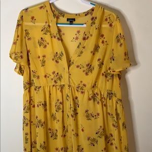 High Low Sheer Torrid Top- Yellow Floral
